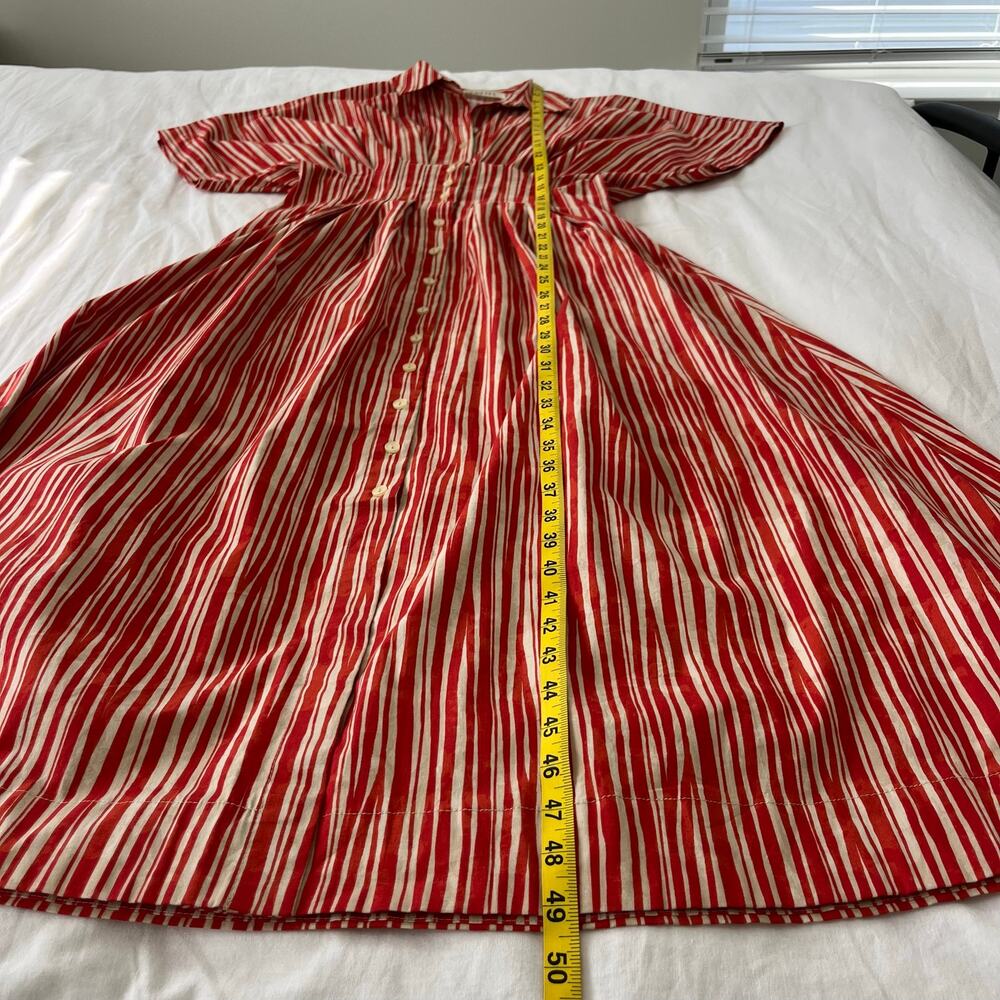 Anthropologie Exquise The Tobie Cadence Shirt Dress Midi in Red Ivory, Size XS - Picture 7 of 14